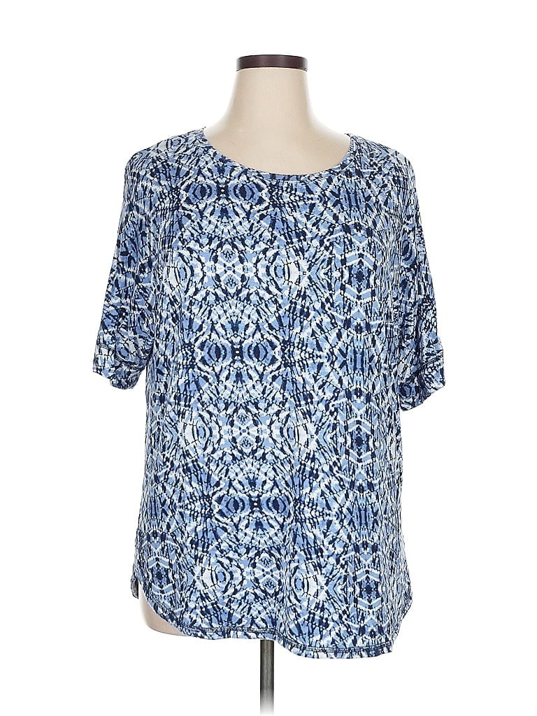 Pre-owned Dressbarn Short Sleeve Blouse In Blue