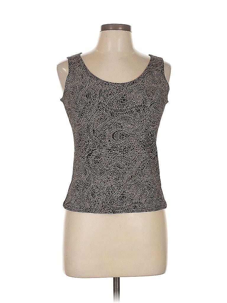 Pre-owned Onyx Nite Sleeveless Top Gray Paisley Pattern Scoop Neck Tops