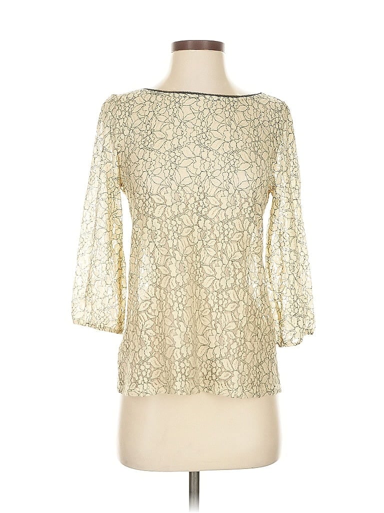 Pre-owned Ann Taylor Loft 3/4 Sleeve Blouse In Gold