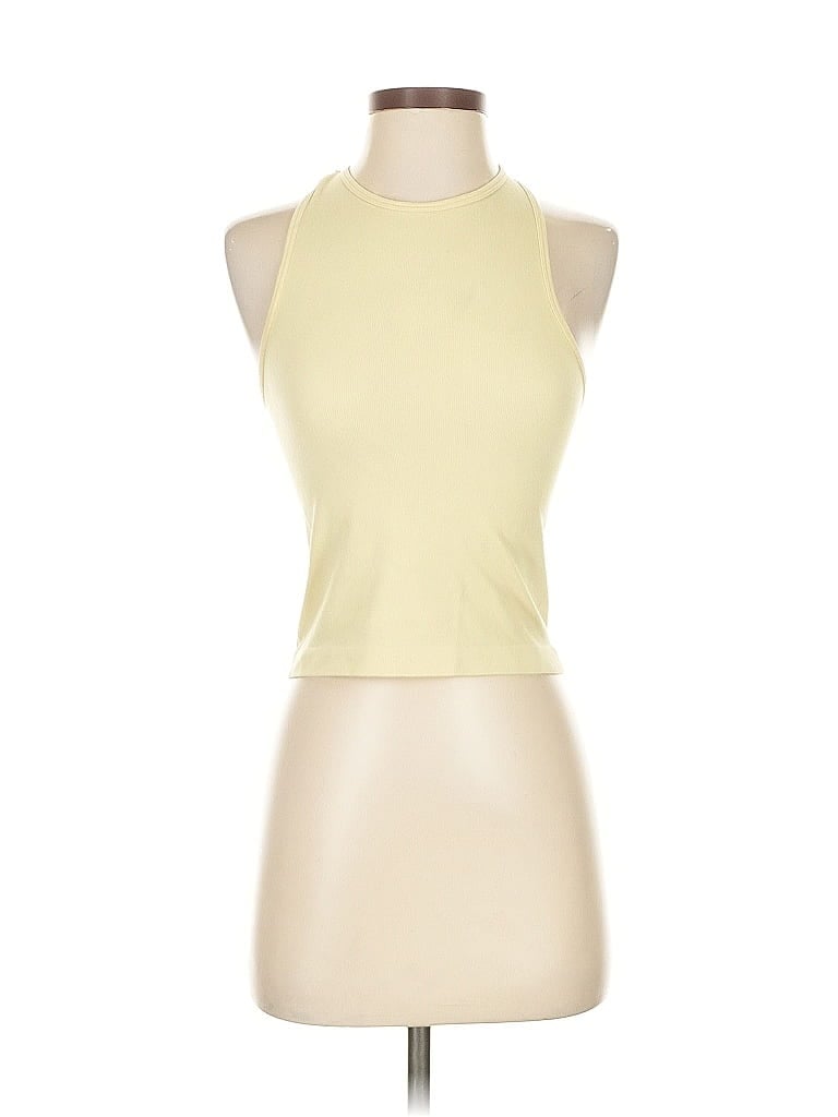 Pre-owned Aura Tank Top Yellow Halter Neckline Tops