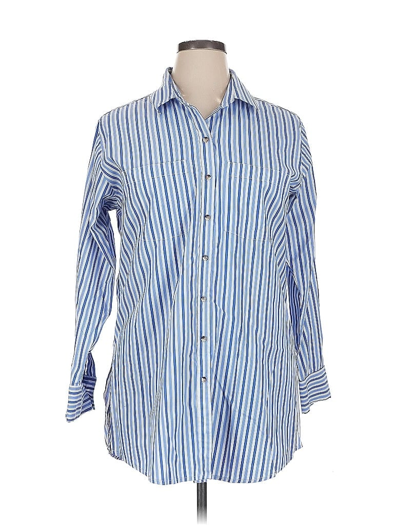 Pre-owned Assorted Brands Long Sleeve Button Down Shirt In Blue