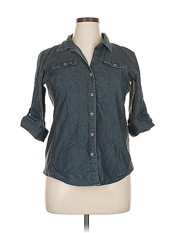 NY Collection 3/4 Sleeve Button-Down Shirt (view 1)