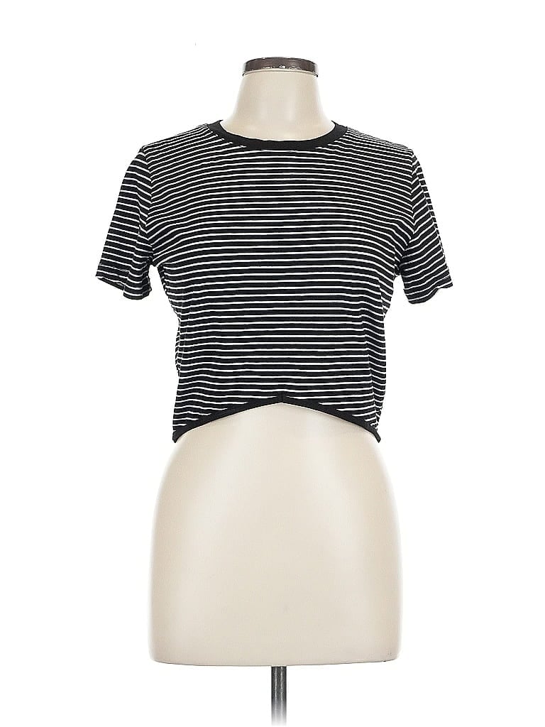 Monrow Stripes Black Short Sleeve T-Shirt Size L - photo 1