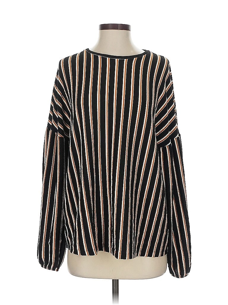 Pre-owned Pull & Bear Long Sleeve Blouse In Black