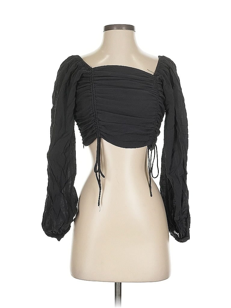 Click to view more detailed imagery on our partner's website Pre-owned Hyfve 3/4 Sleeve Top Black Strapless Neckline Tops