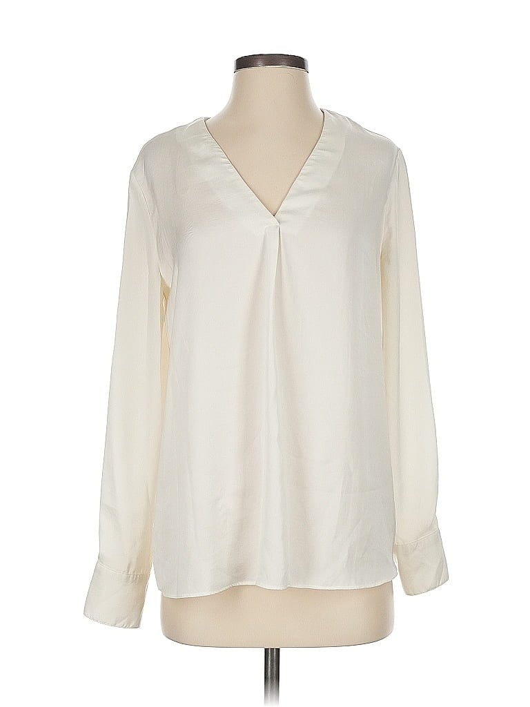 Pre-owned Banana Republic Factory Store Long Sleeve Blouse In White