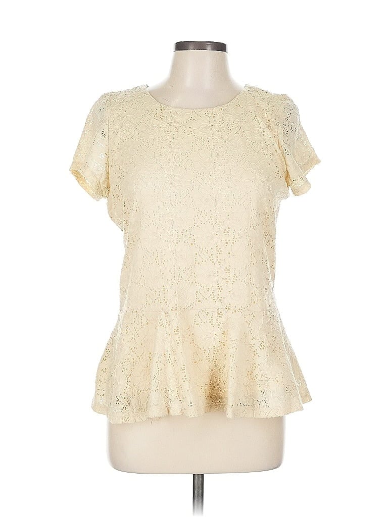 Pre-owned Bobeau Short Sleeve Top Ivory Sweetheart Neckline Tops In White