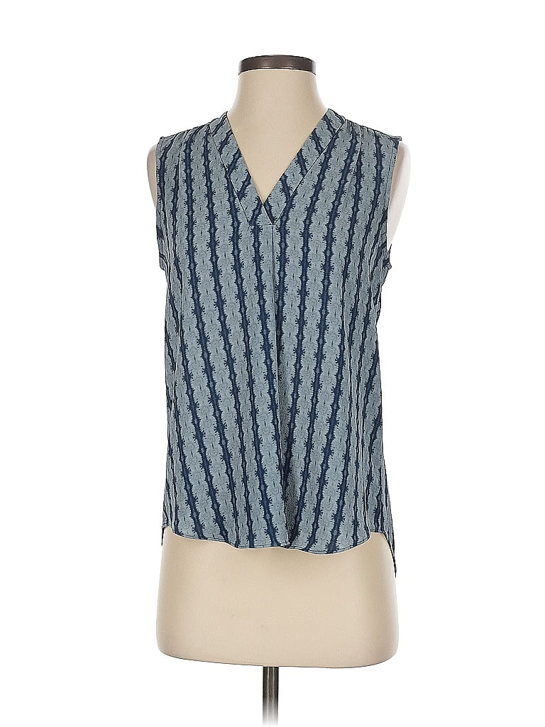 Pre-owned Vince Camuto Tank Top Blue Plunge Neckline Tops