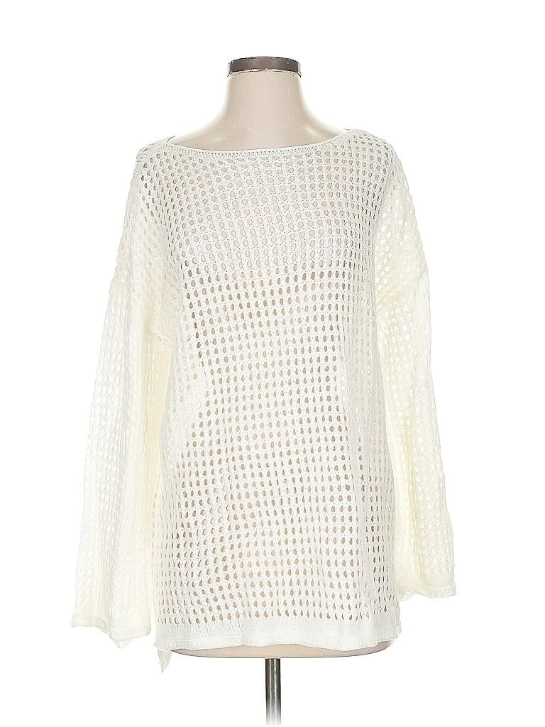 Pre-owned Shein Long Sleeve Top Ivory Boatneck Tops In White