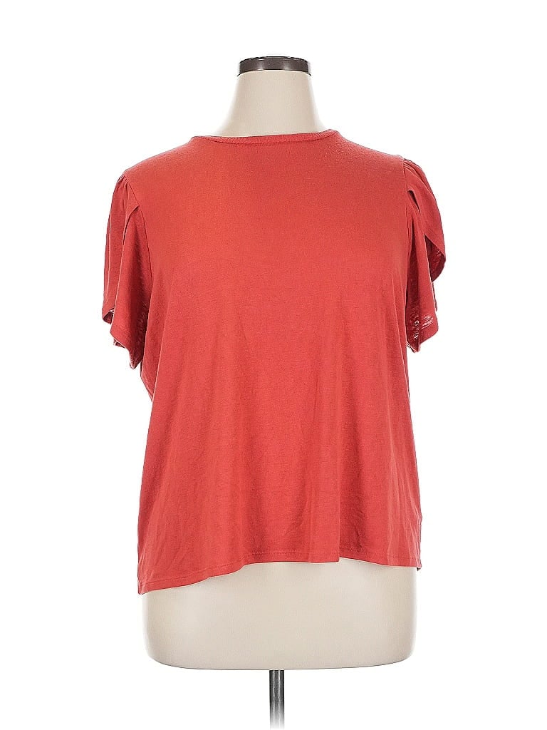 Pre-owned Express Short Sleeve Top Red Cold Shoulder Neckline Tops