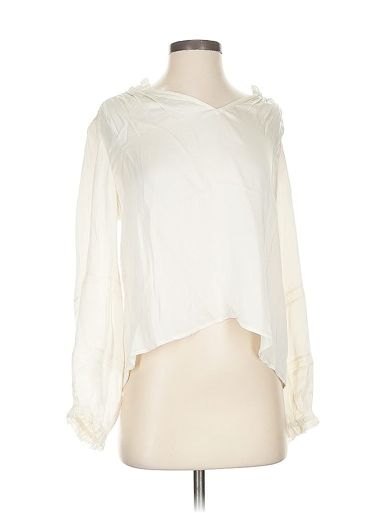 Pre-owned Velvet By Graham & Spencer Long Sleeve T-shirt In White