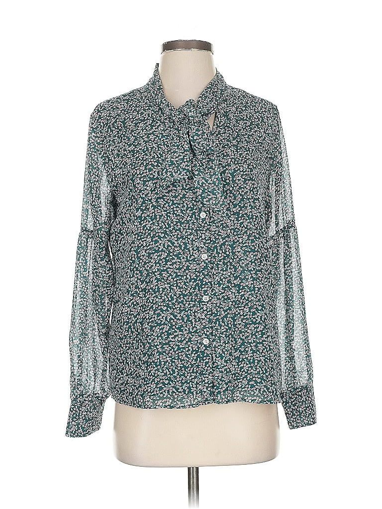 Pre-owned Ann Taylor Loft Long Sleeve Blouse In Blue