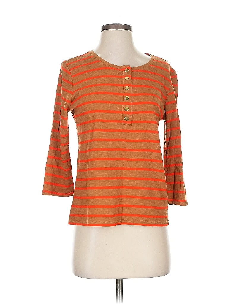Pre-owned Ella By Rafaella 3/4 Sleeve Top Orange Square Neckline Tops