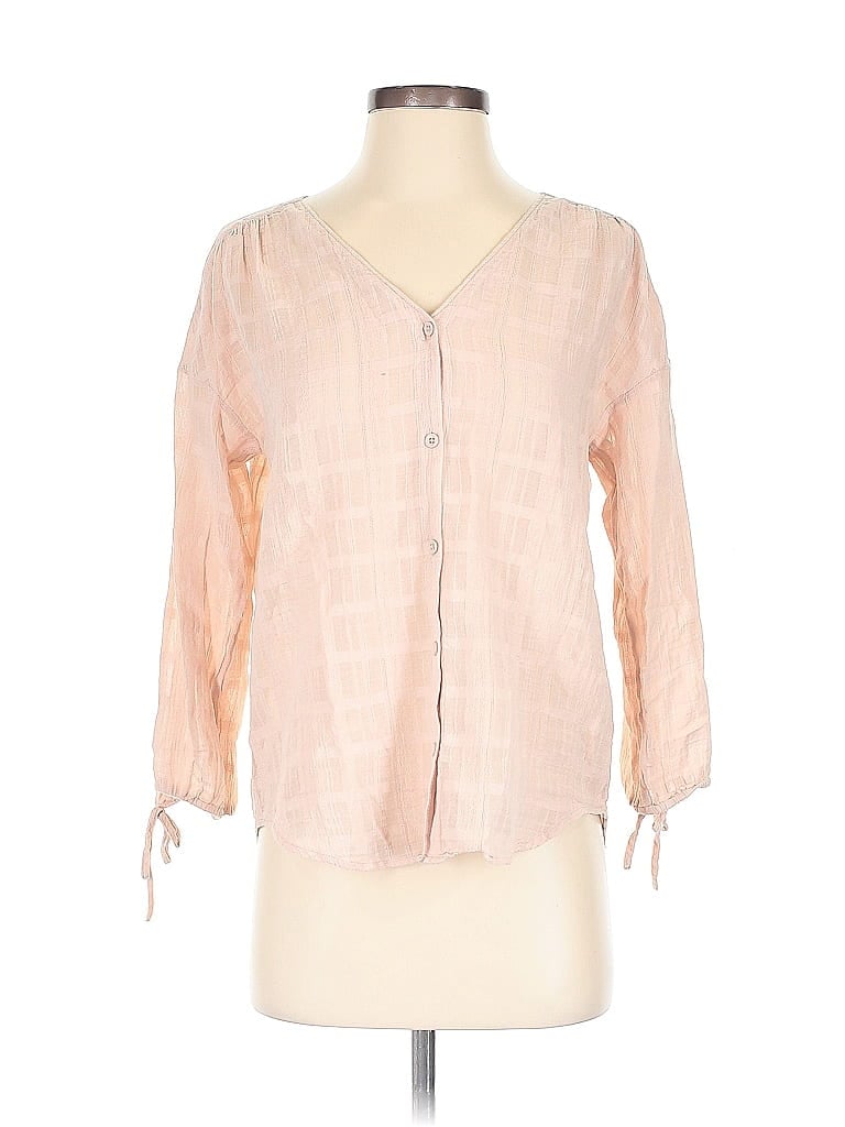 Pre-owned Garnet Hill 3/4 Sleeve Blouse In Pink