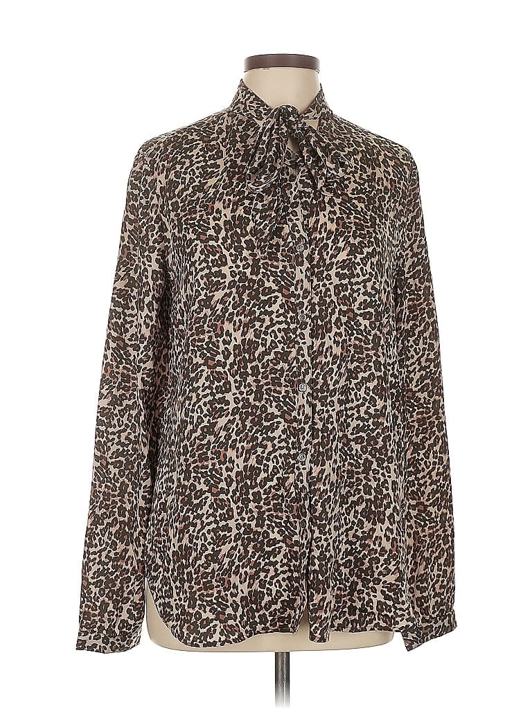 Pre-owned Three Dots Long Sleeve Blouse In Brown