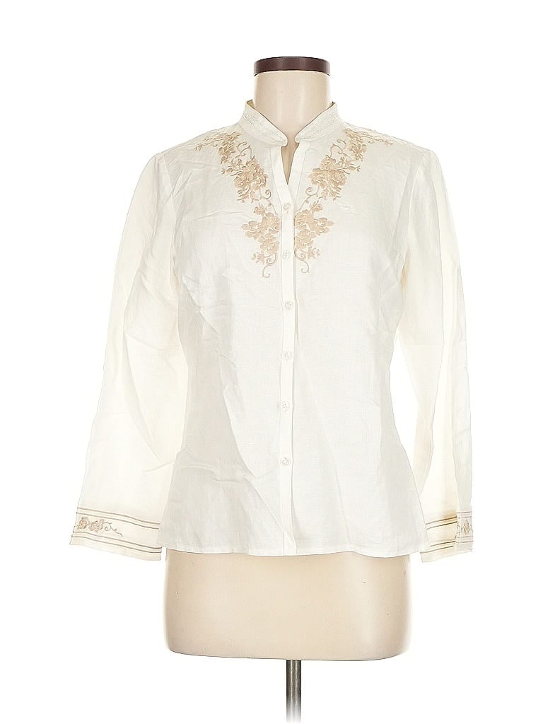 Pre-owned Emma James Long Sleeve Blouse In White