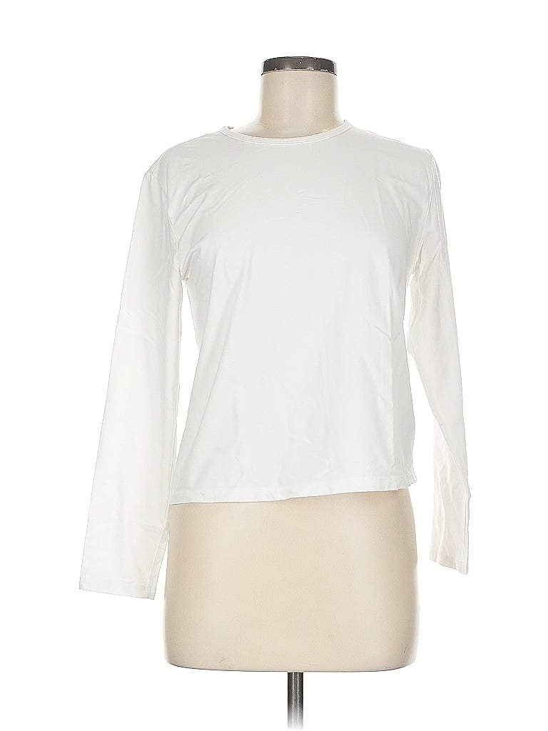 Pre-owned Athleta 3/4 Sleeve T-shirt In White