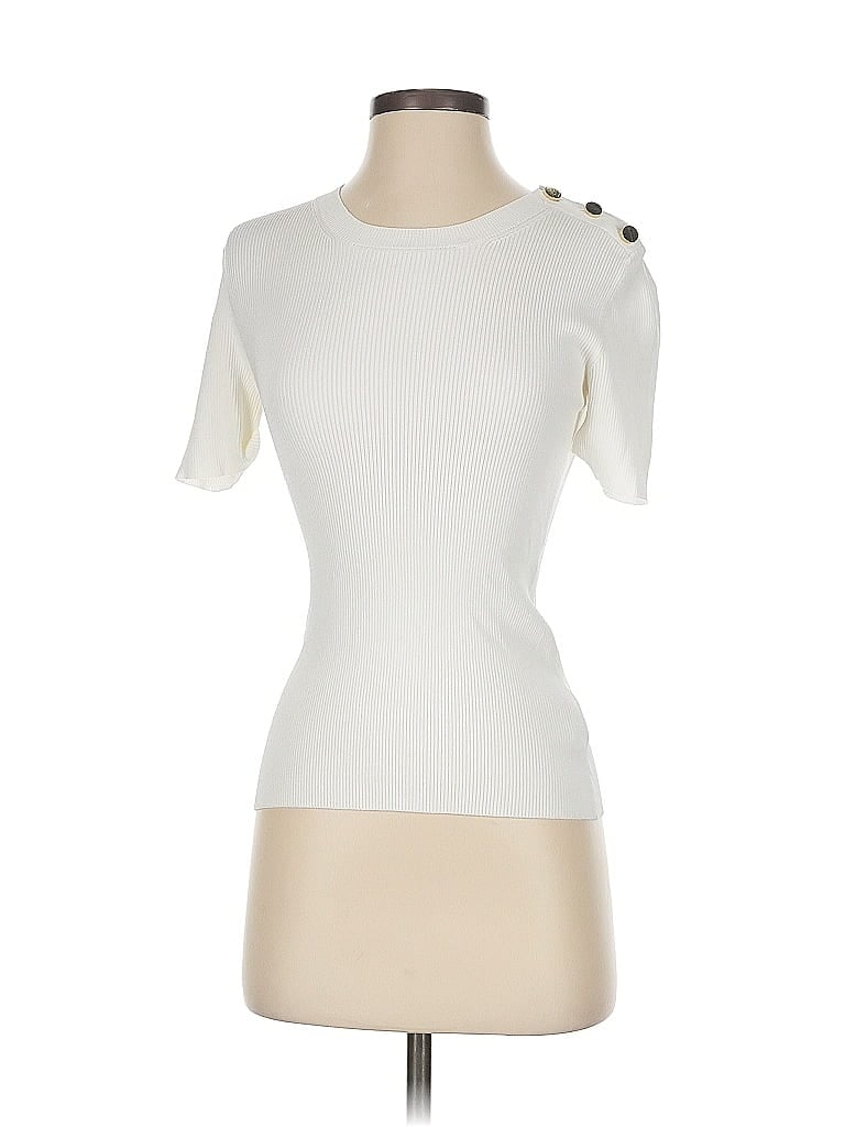 Pre-owned Intermix Short Sleeve Turtleneck In White