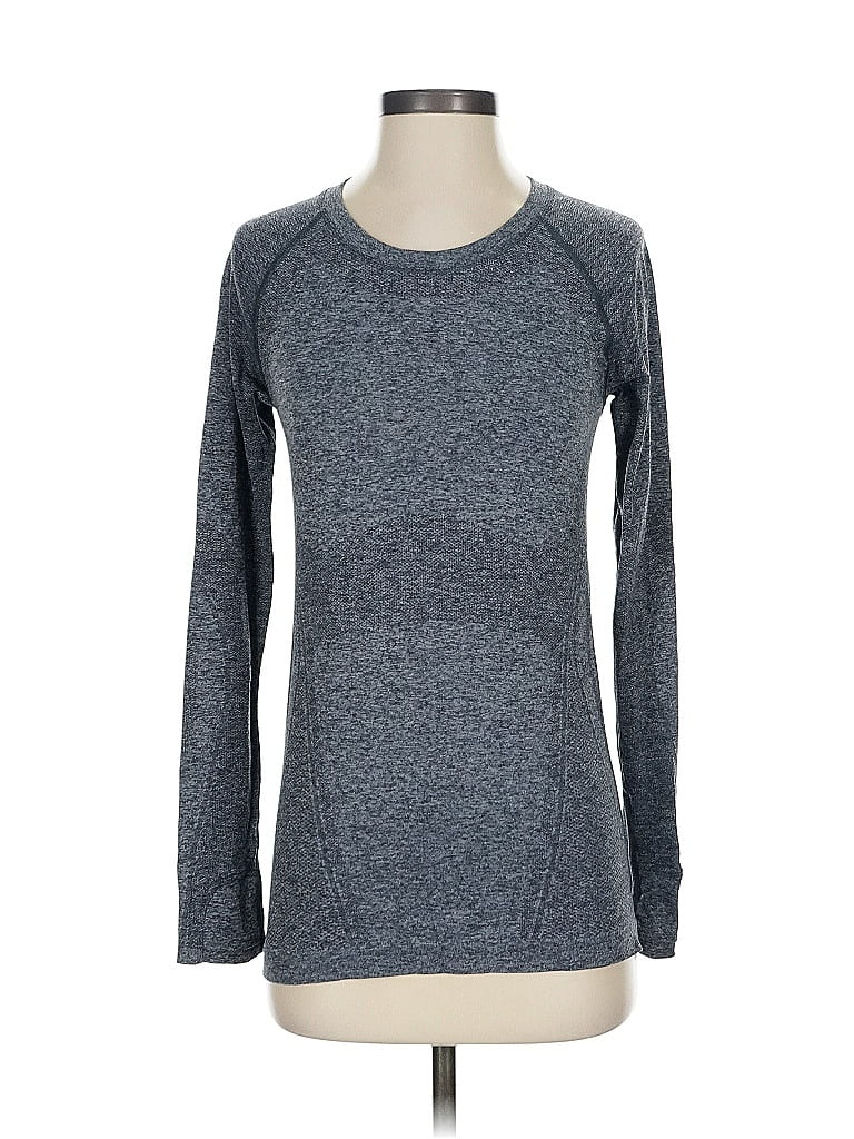 Pre-owned Athleta Long Sleeve T-shirt In Gray