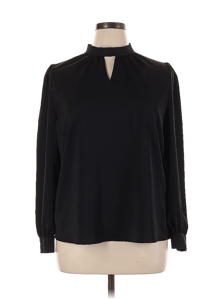 Pre-owned Allegra K Long Sleeve Blouse In Black