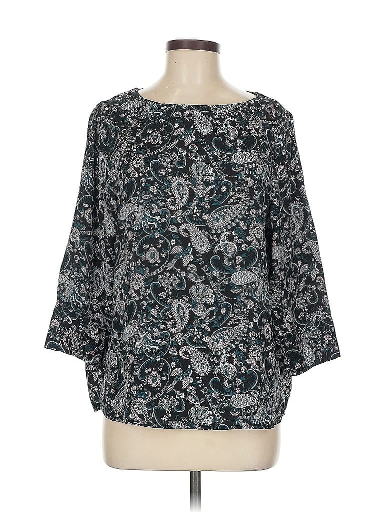 T TAHARI Pre-owned 3/4 Sleeve T-shirt In Blue