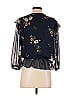 Joie 100% Silk Black Teal 3/4 Sleeve Silk Top Size XS - photo 2