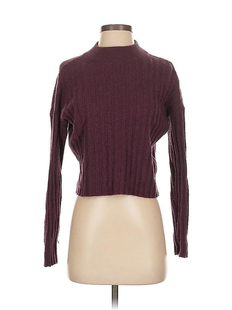 Pre-owned Madewell Wool Pullover Sweater In Burgundy