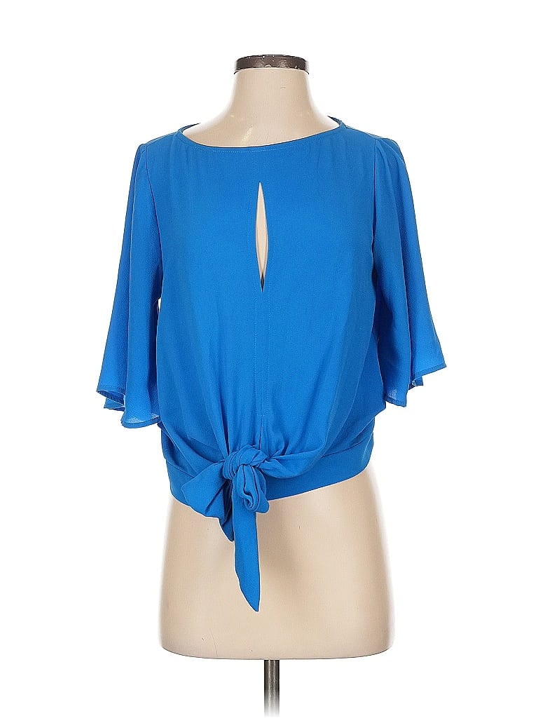 TYCHE Pre-owned Short Sleeve Top Blue Keyhole Neckline Tops
