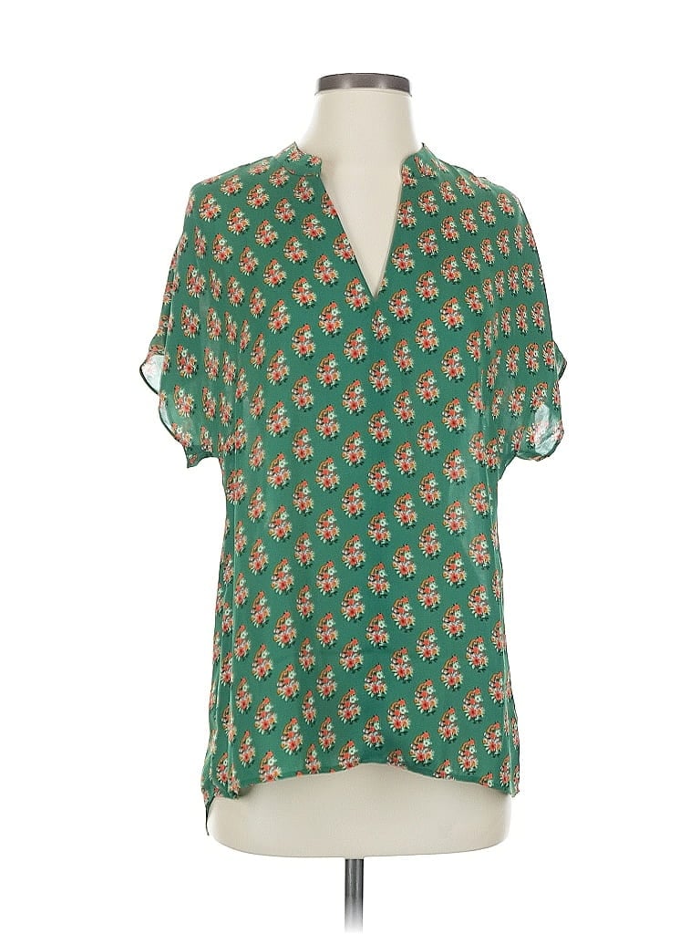 Pre-owned Cabi Short Sleeve Blouse In Green
