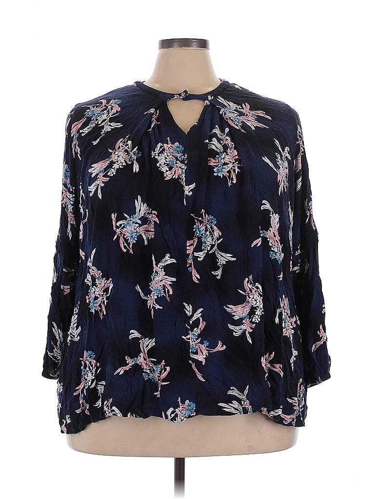 Pre-owned Lane Bryant 3/4 Sleeve Blouse In Blue