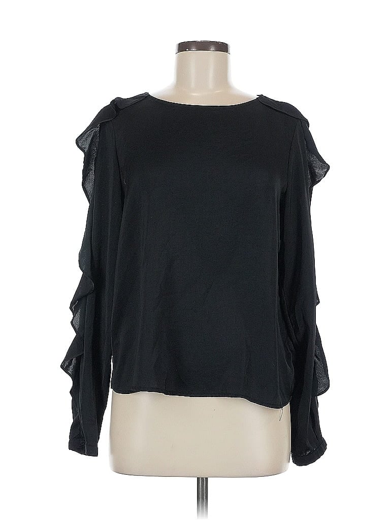 Pre-owned A New Day Long Sleeve Top Black Cold Shoulder Neckline Tops