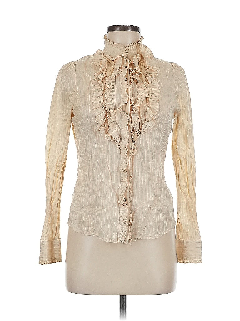 Anne Klein Ivory Tan Long Sleeve Blouse Size M - photo 1