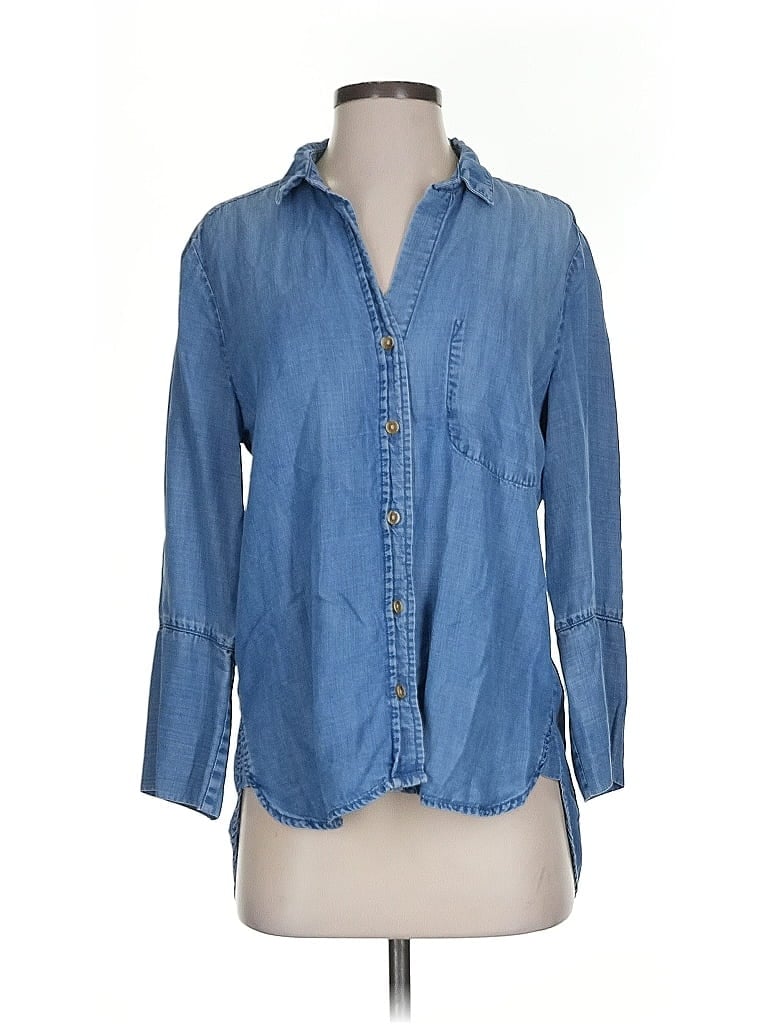 Bella Dahl 100% Tencel Blue 3/4 Sleeve Button-Down Shirt Size S - photo 1