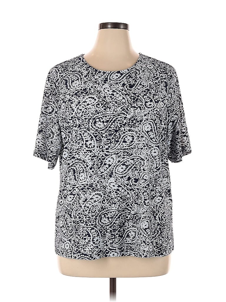 Pre-owned Cj Banks Short Sleeve Blouse In Silver