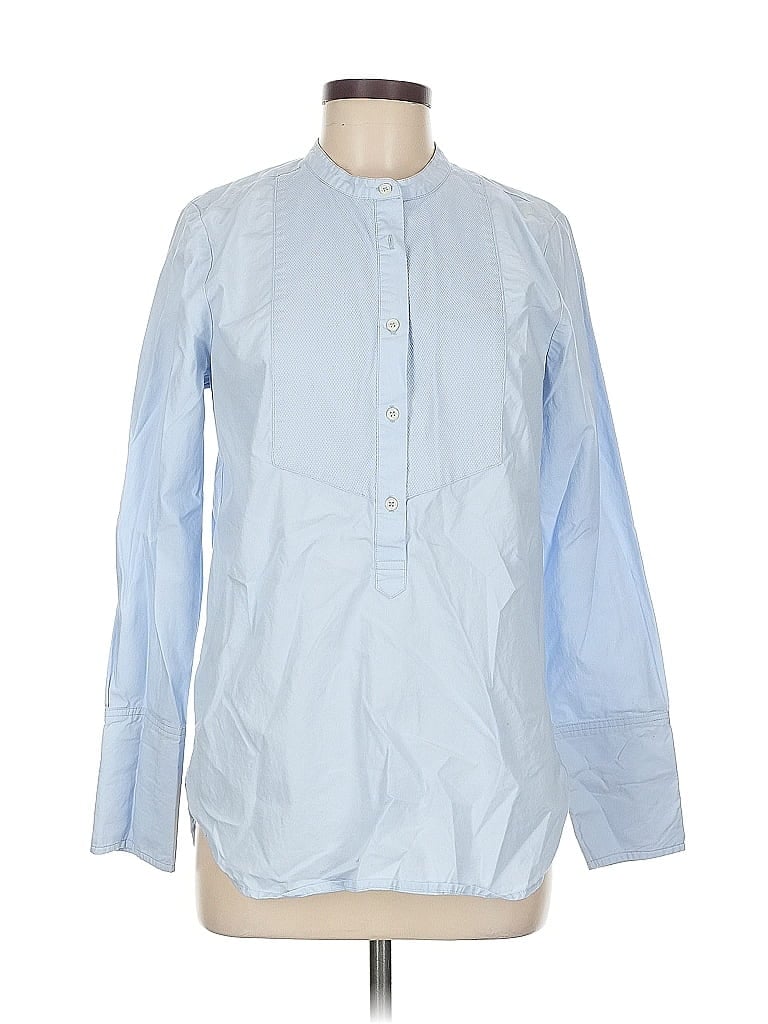 Pre-owned Lands' End Long Sleeve Blouse In Blue