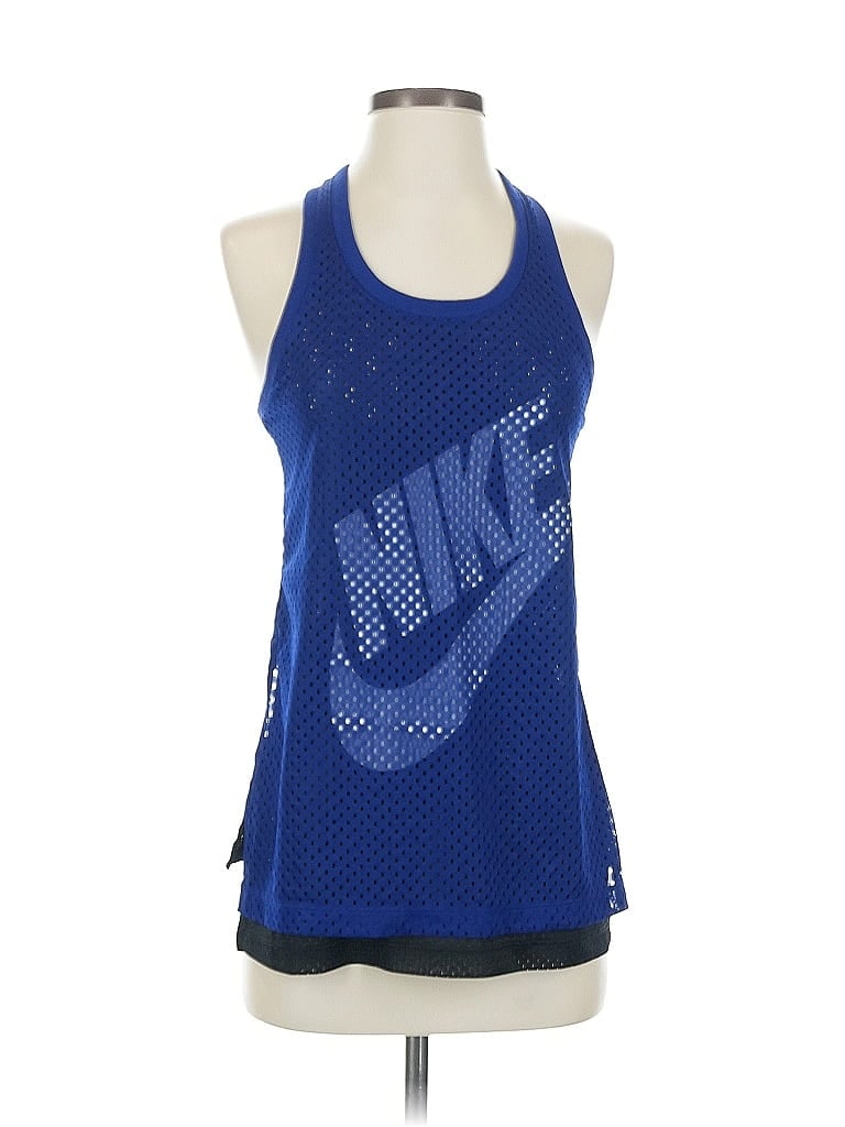 Pre-owned Nike Tank Top Blue Halter Neckline Tops