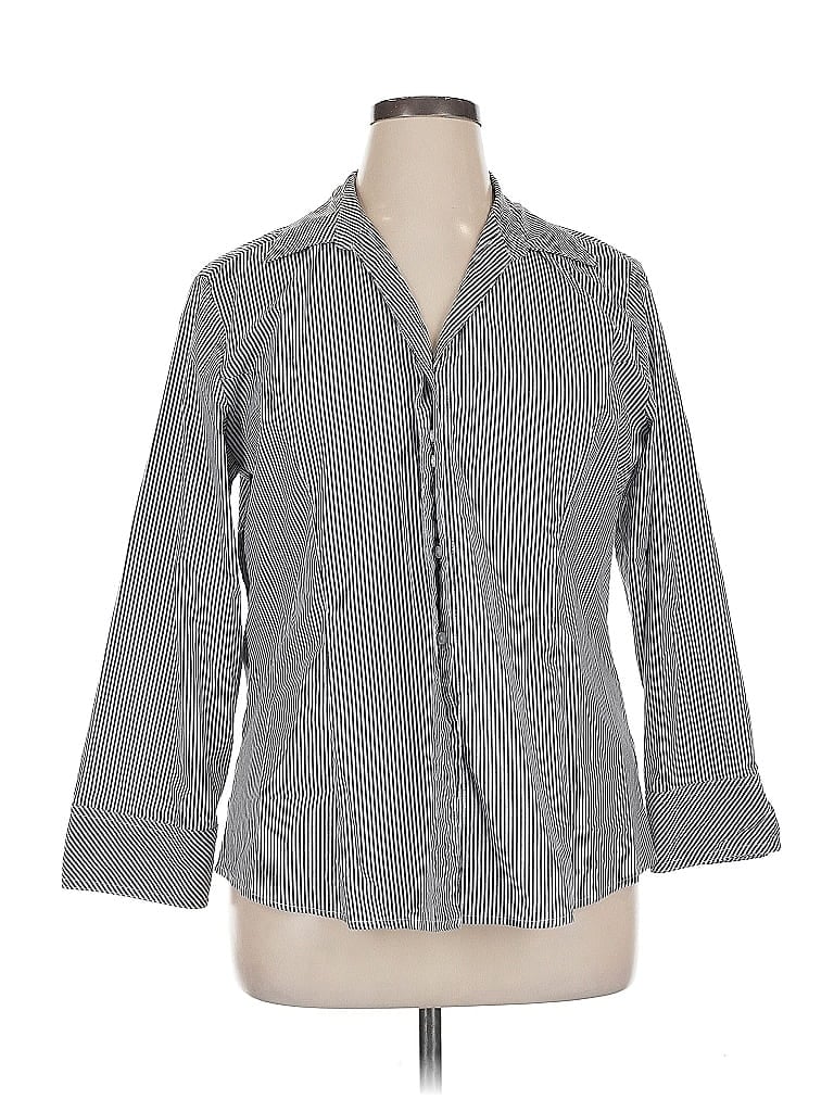 Pre-owned Riders By Lee 3/4 Sleeve Button Down Shirt In Gray