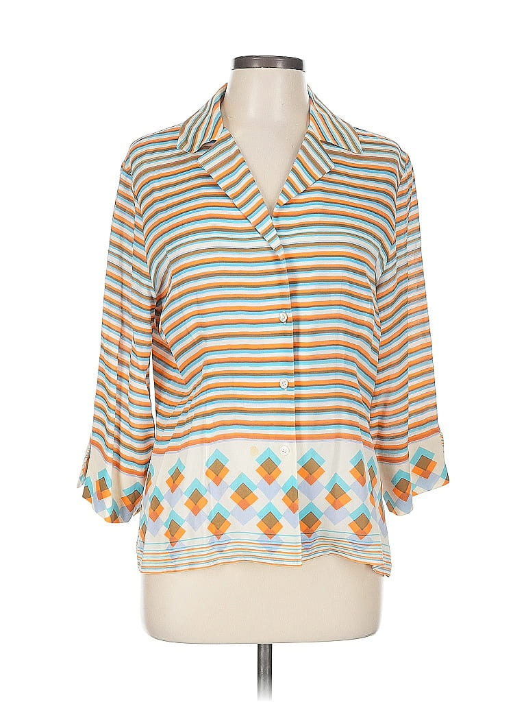 Doncaster Collection Color Block Tan 3/4 Sleeve Blouse Size 12 - photo 1