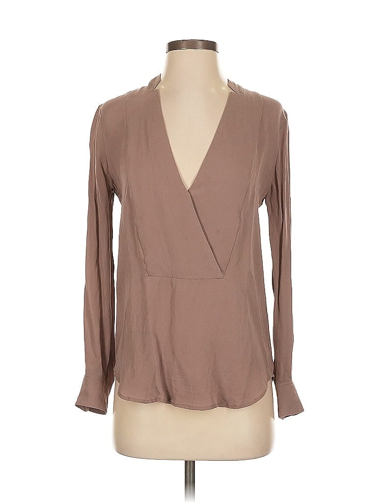 Pre-owned Theory Long Sleeve Blouse In Brown