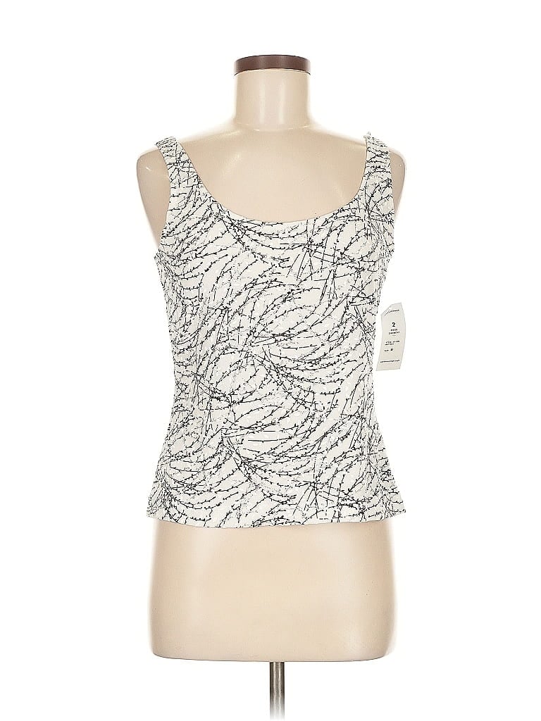 Pre-owned Alex Evenings Sleeveless Top Ivory Sweetheart Neckline Tops In White