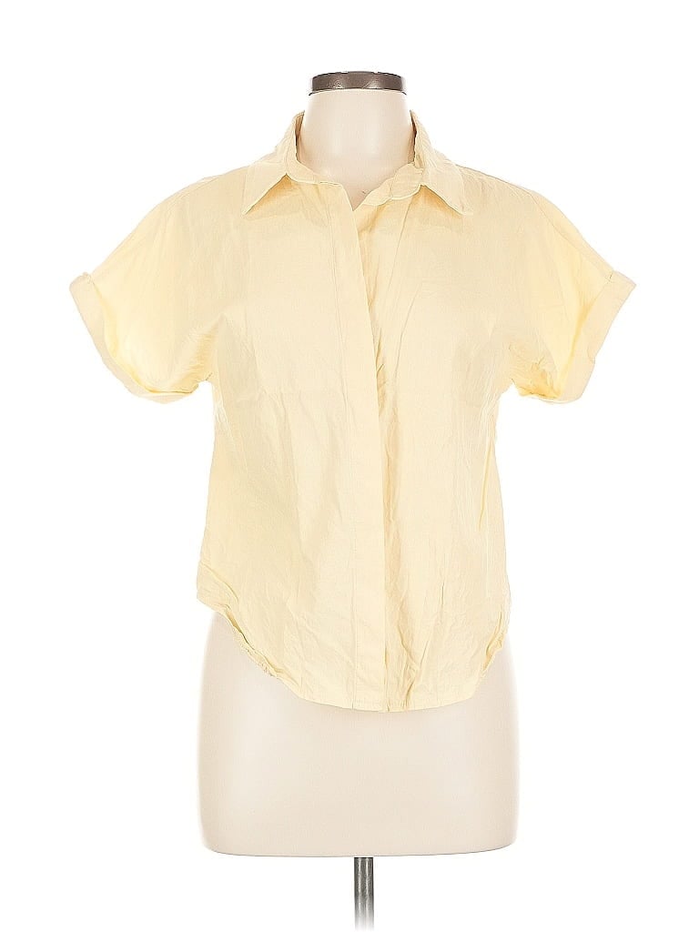 Pre-owned Unbranded Short Sleeve Blouse In Yellow