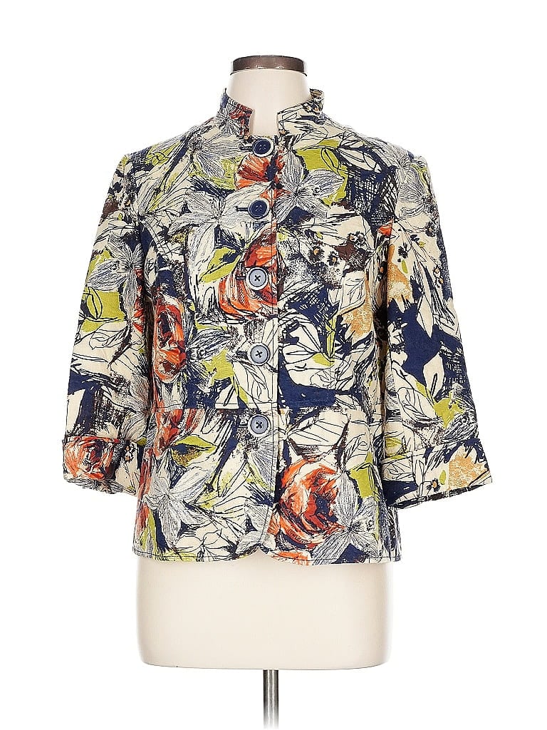 Pre-owned Coldwater Creek 3/4 Sleeve Blouse In Blue