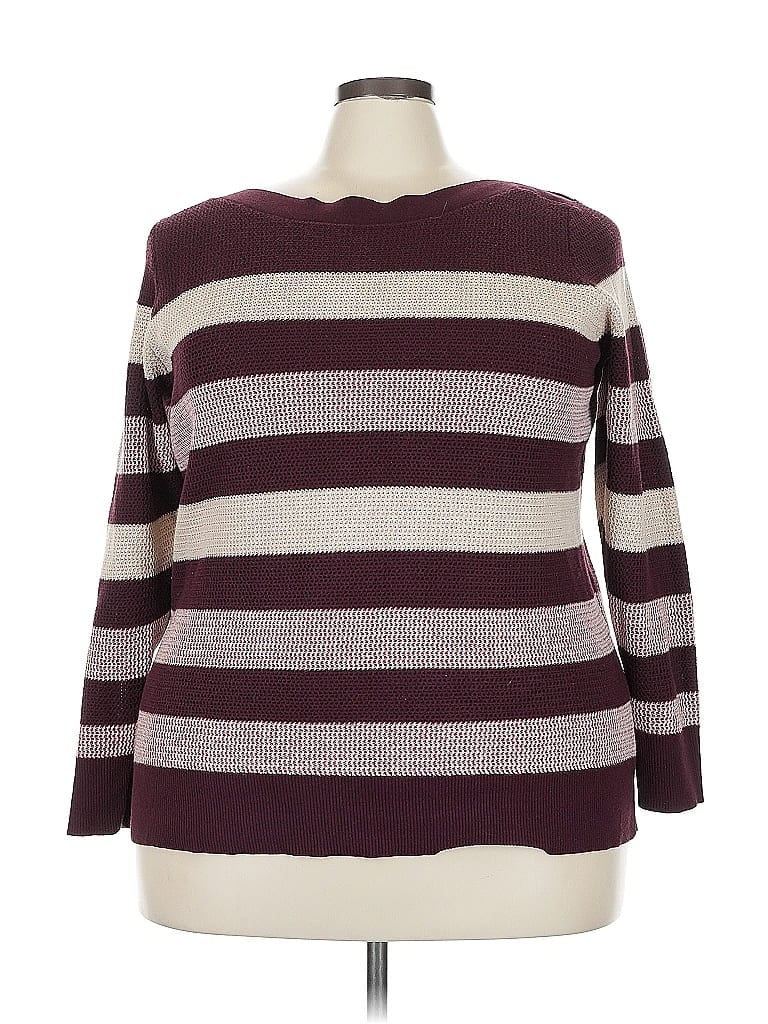 Market and Spruce Stripes Burgundy Pullover Sweater Size 3X - photo 1