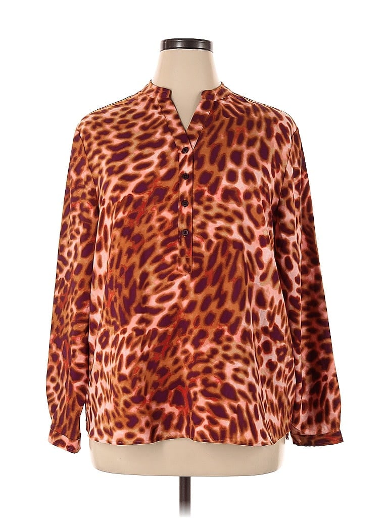 Pre-owned Maison D' Amelie Long Sleeve Blouse In Brown
