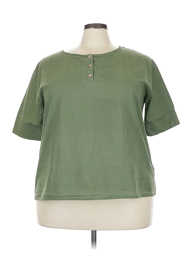 Pre-owned Unbranded Short Sleeve Blouse In Green