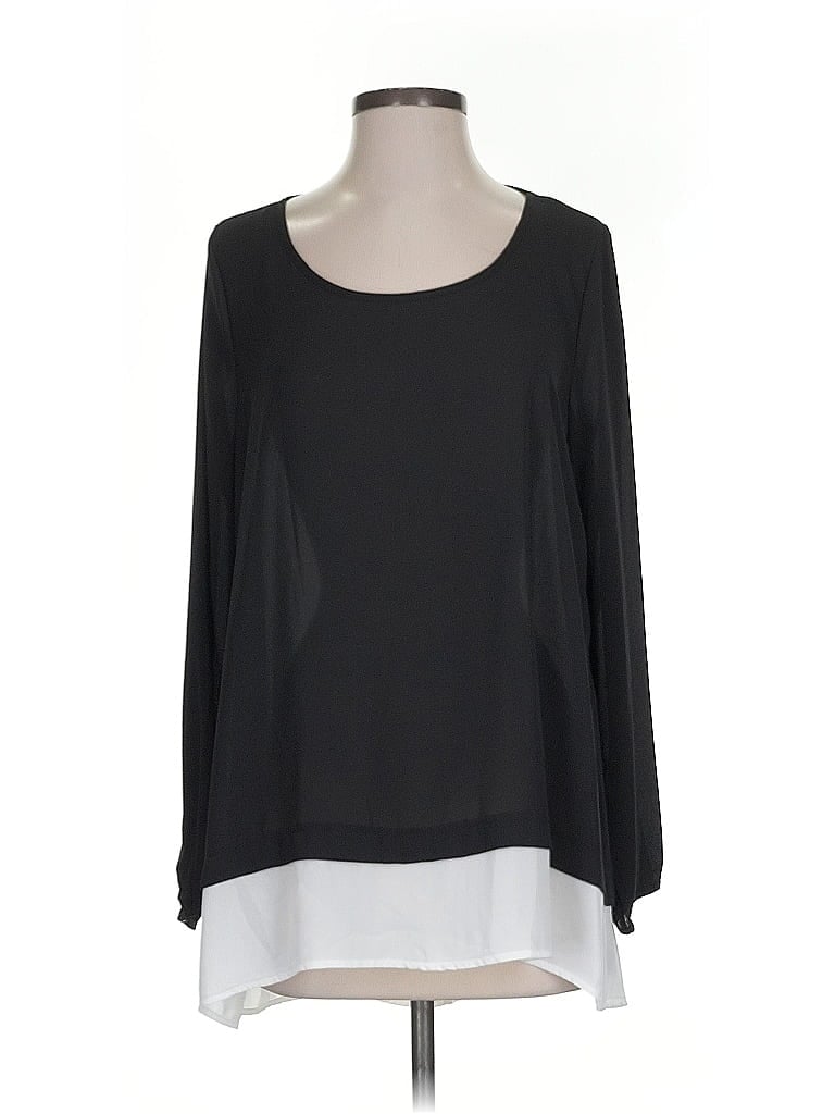 Pre-owned Pleione Long Sleeve Blouse In Black