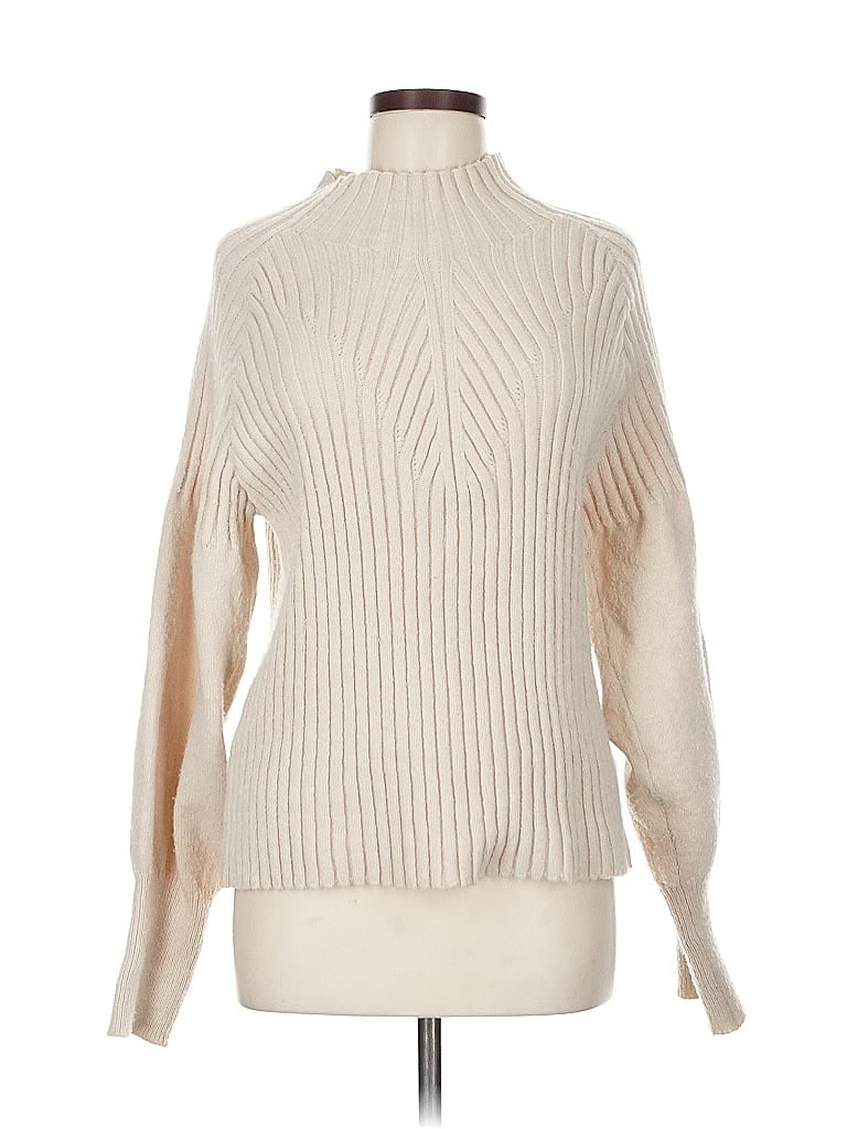 Pre-owned Max Studio Turtleneck Sweater In White