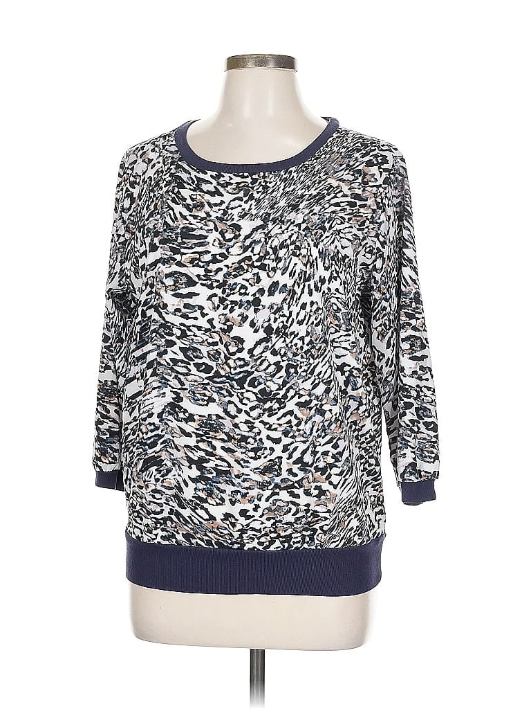 JENNIFER LOPEZ Pre-owned 3/4 Sleeve Top Silver Boatneck Tops