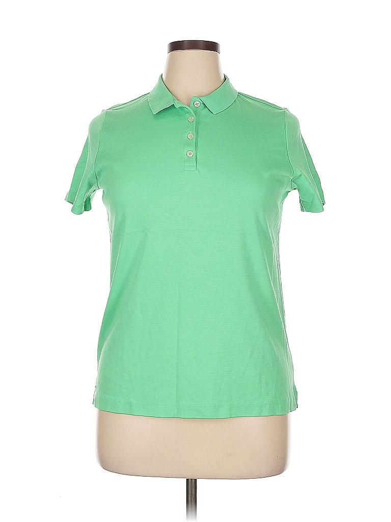 Pre-owned Lands' End Short Sleeve Polo Shirt In Green