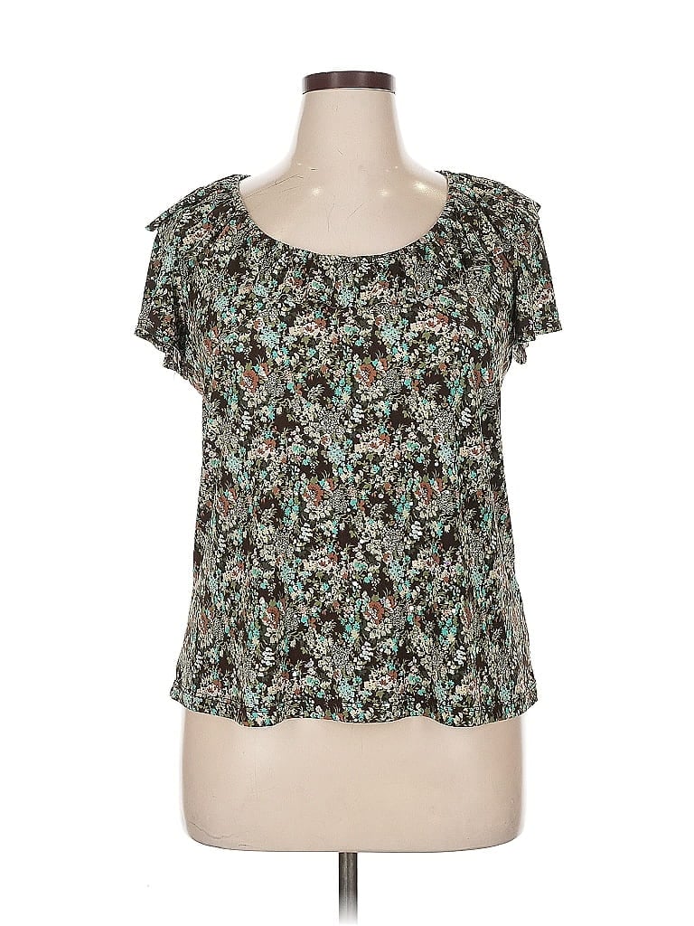 Pre-owned Dressbarn Short Sleeve Blouse In Blue